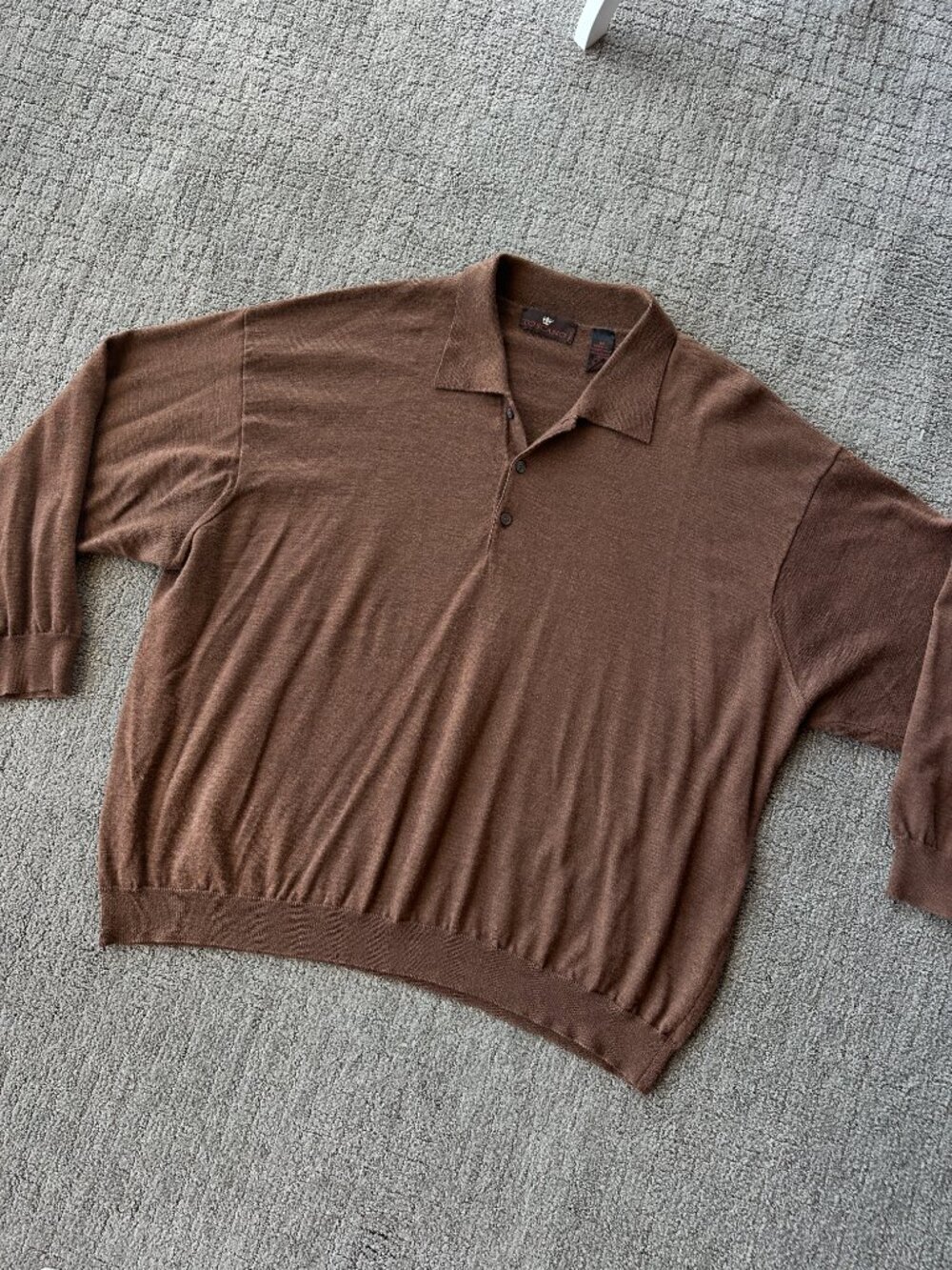 Toscano Italian Merino Wool Polo Collar Knit Sweater Relaxed Fit - 5X